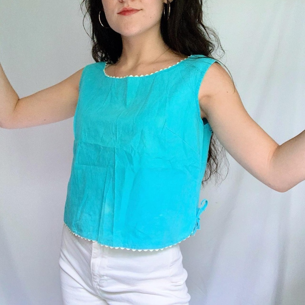 Vintage Turquoise Sleeveless Women's Top